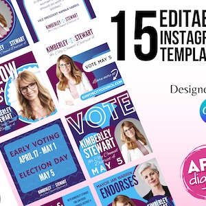 Political Campaign Instagram Templates, Printable Election Design, DIY Canva Election Template, Editable Campaign Social Media Post
