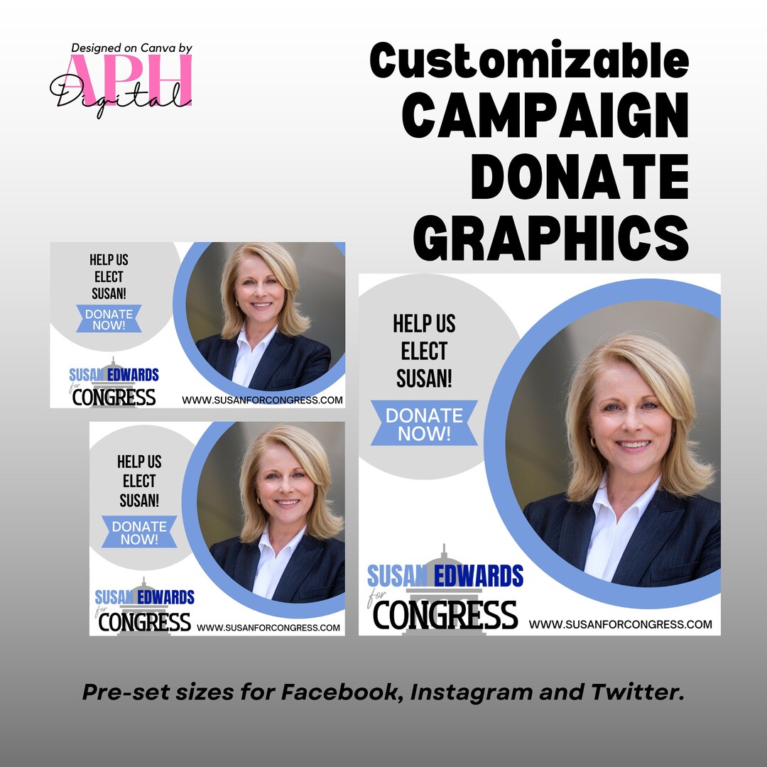 Social Media Graphic Templates for Political Campaign Donation Requests ...