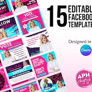 Political Campaign Facebook Templates, Printable Election Design, DIY Canva Election Template, Editable Campaign Social Media Post