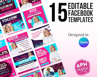 Political Campaign Facebook Templates, Printable Election Design, DIY Canva Election Template, Editable Campaign Social Media Post