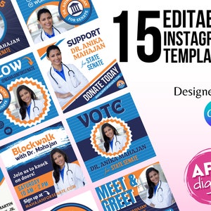 Political Campaign Instagram Templates, Printable Election Design, DIY Canva Election Template, Editable Campaign Social Media Post