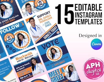 Political Campaign Instagram Templates, Printable Election Design, DIY Canva Election Template, Editable Campaign Social Media Post