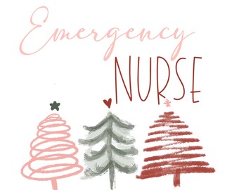 ER Nurse PNG digital download file, Christmas, Nurse, Emergency, Fun, Watercolor, Trendy