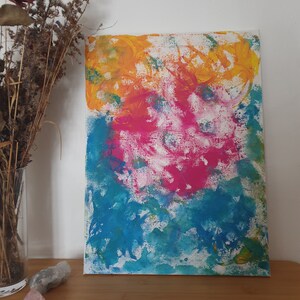 Awakening Dragon in blue/magenta/yellow, Abstract Acryl Painting on canvas