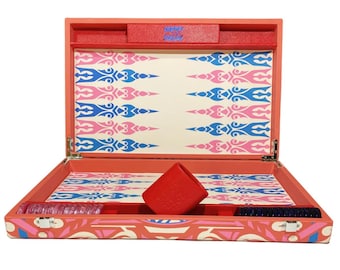 Vatertagsgeschenk — Luxus Backgammon Set | Elegantes Dekoratives Brett | Vegan Leder | Handgemachtes Brettspiel