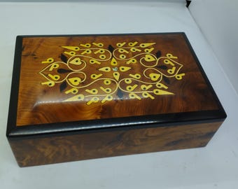 Handmade Thuya Wood Jewelry Box, Moroccan Decorative Box