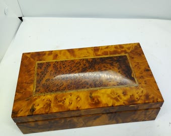 Vintage Burl Wood Box, Decorative Jewelry, Wooden Keepsake Box