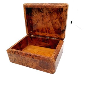 SPEDIZIONE VELOCE DHL - Scatola di legno marocchina in radica di thuya - Scatola di stoccaggio decorativa - Piccola scatola per gioielli - Scatola per anelli in legno - Organizzatore di gioielli