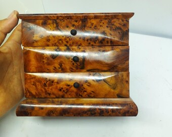 Handcrafted Wooden Jewelry Box – Elegant 3-Drawer Organizer