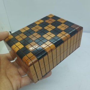 Luxury Burl Wooden Puzzle Box - Handmade Moroccan Secret Jewelry Box, Unique Mystery Lock Case, Perfect Gift for Kids and Puzzle Lovers