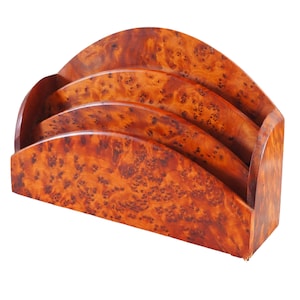 Organizador de escritorio de madera de thuya hecho a mano, porta cartas y organizador de archivos, madera aromática marroquí, organizador de correo de regalo