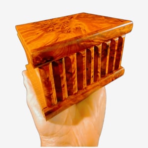 Boîte magique marocaine en bois de thuya - Boîte à bijoux à ouverture secrète, compartiment caché