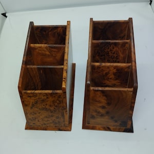 Lotto di 2 - Organiseur de télécommande en bois de thuya - Boîte de rangement élégante et fabriquée à la main