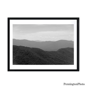 Fine Art Photography Digital Instant Download, Printable Wall Art, Black & White, Decor, Blue Ridge Mountains, North Carolina, Landscape