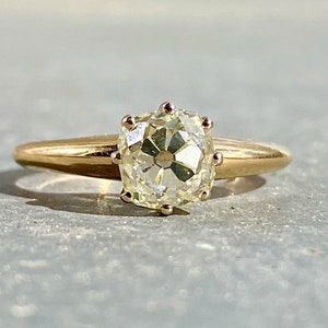 Old mine cut diamond ring 1.57 carat Victorian ring 18 k yellow gold anniversary engagement vintage ring gift for her solitaire ring