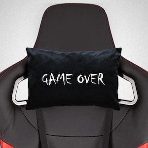 Game Over Pillow For Gaming Chair Gamer Headrest Neck Support Cushion Gaming Gifts Ɩ Gamer Room Decor