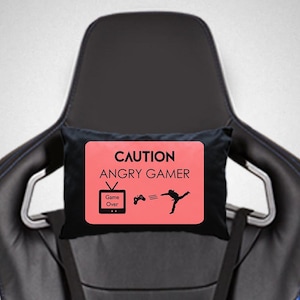 Angry Gamer Ɩ Pillow For Gaming Chair Ɩ Boyfriend Gift Ɩ Neck Support Cushion Ɩ Gift For Gamer Ɩ Game Room Decor