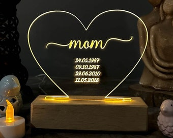 Personalized Mothers Day Gift, Personalized Night Light, Mothers Day Gift from Daughter, First Mothers Day, Bonus Mom Gift, Night Light lamp