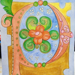 LETTERE Miniate disegnate  colorate a MANO tecnica mista acquerello e pastello Miniate Letters drawn colored by hand watercolor pastel