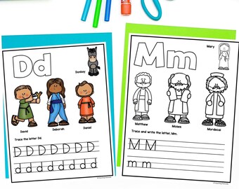 Bible Alphabet Tracing Worksheets | Christian ABC Handwriting | Pre-K & K