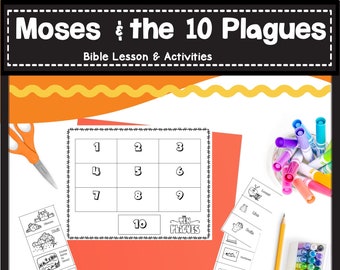 Moses & 10 Plagues Bible Lesson: Kids Activities, Mini-Book (Digital Download)