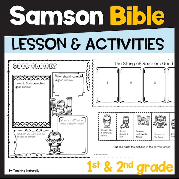 Samson Bible Lesson and Activities for Kids Bible Lesson Plan Making Good Choices 1st 2nd grade Primary Grades Bible Lesson Bible Questions