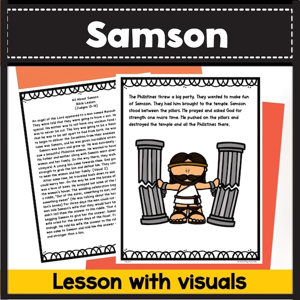 Samson Bible Lesson for Kids Bible Lesson Plan for Preschool & Kindergarten Bible Lesson with Visuals and Activities No Prep Lesson