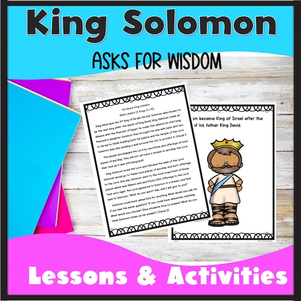 King Solomon Asks for Wisdom Bible lesson for Kids Preschool Bible Lesson plan with Visuals, Mini-book, and Posters Sunday School