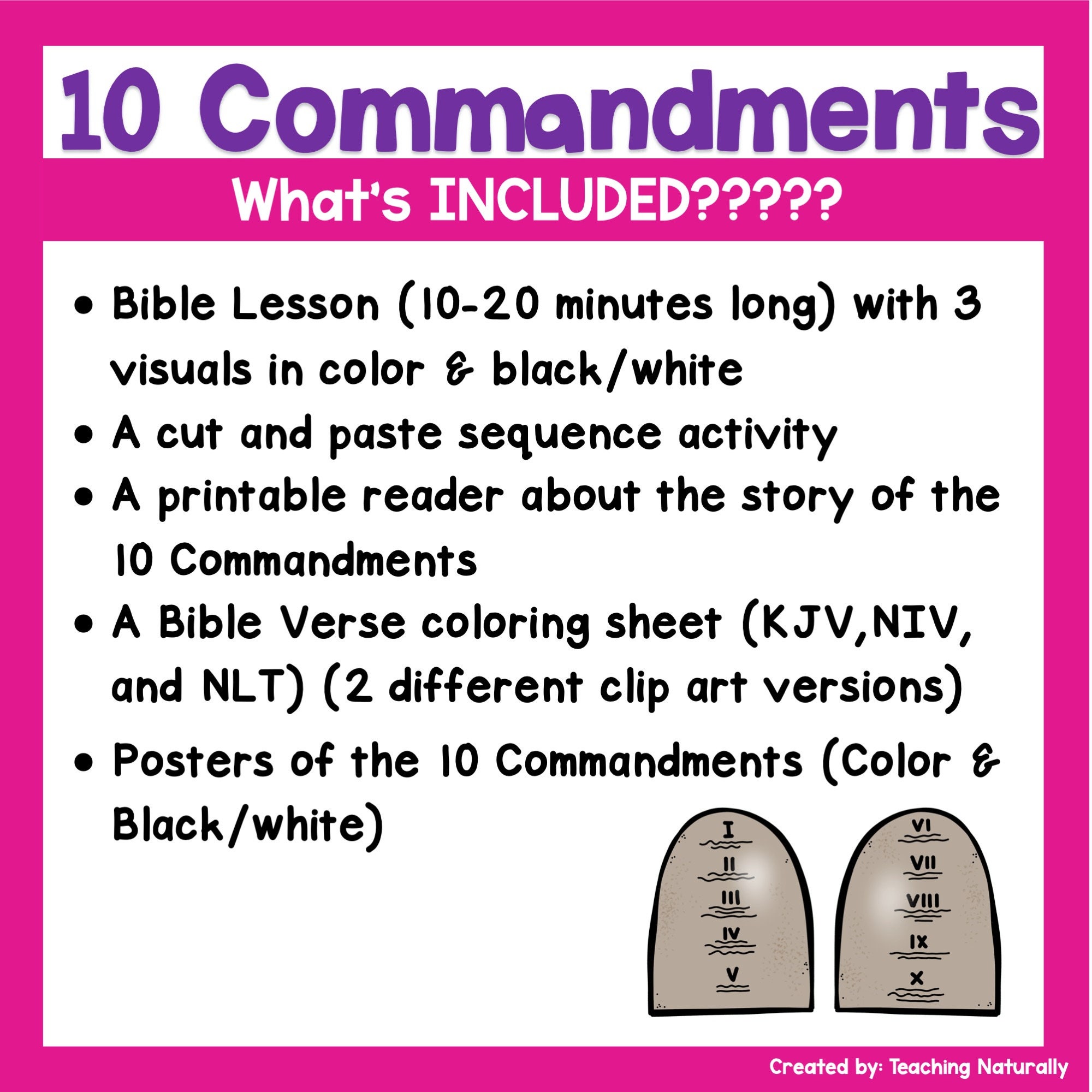 Moses and the 10 Commandments Bible Lesson and Activities for Kids the ...