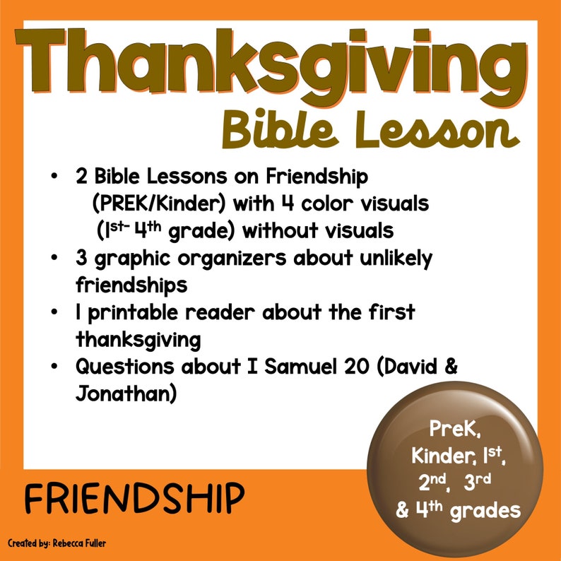 Thanksgiving Friendship Bible Lesson for Kids (printable) - Etsy