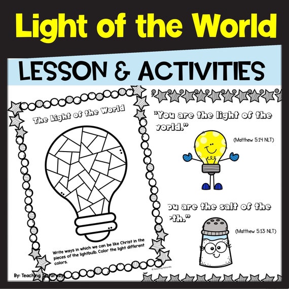 Light of the World Bible Lesson: Kids Craft & Sunday School (Digital Download)