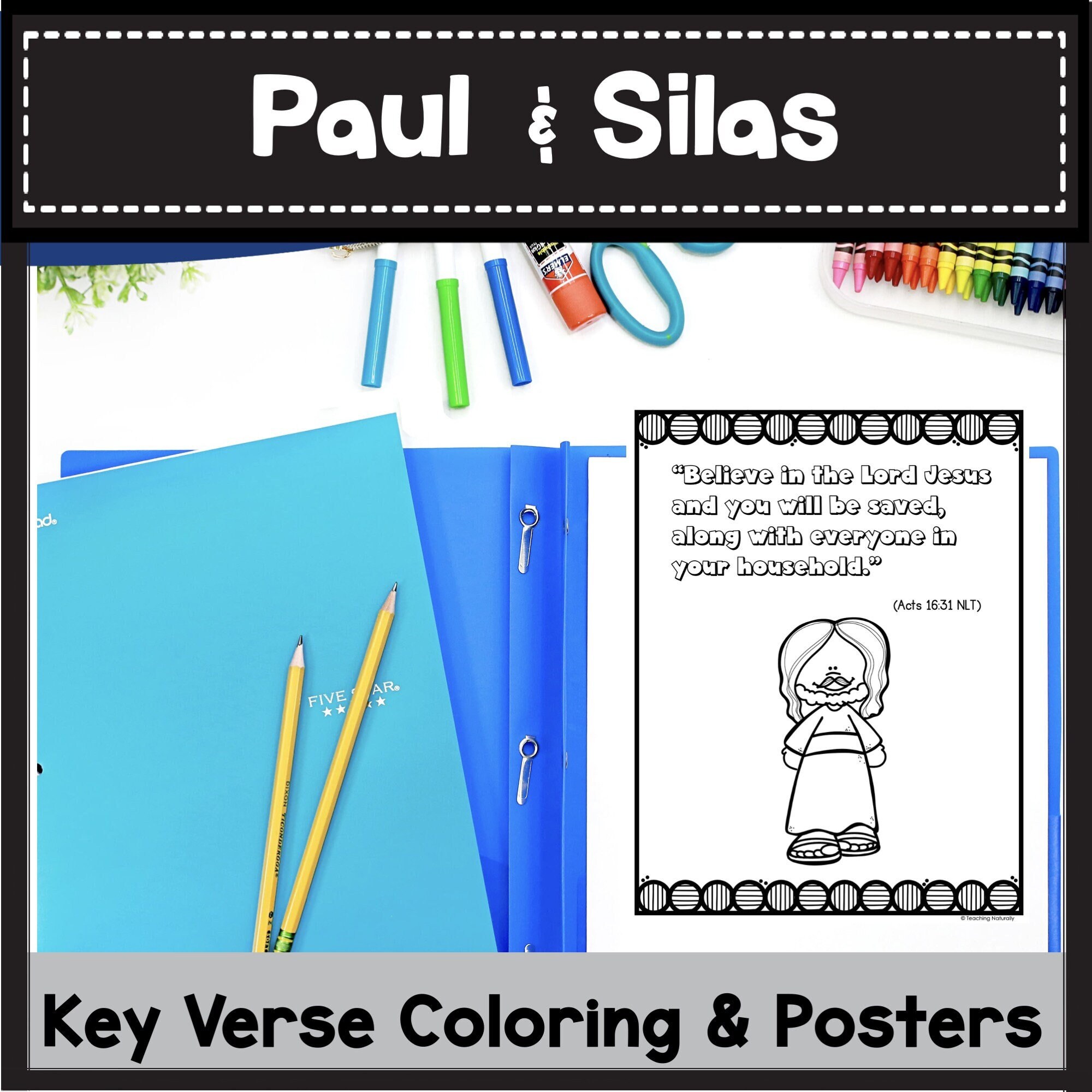 Paul and Silas Bible Lesson for Kids With Visauls, Key Verse Coloring