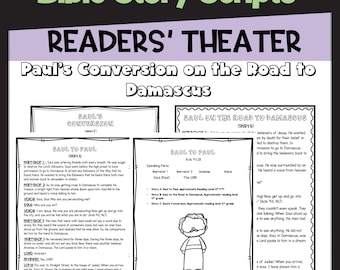La conversión de Saulo a Pablo Historia bíblica Guión de teatro para lectores infantiles Pablo en el camino a Damasco Hechos 9