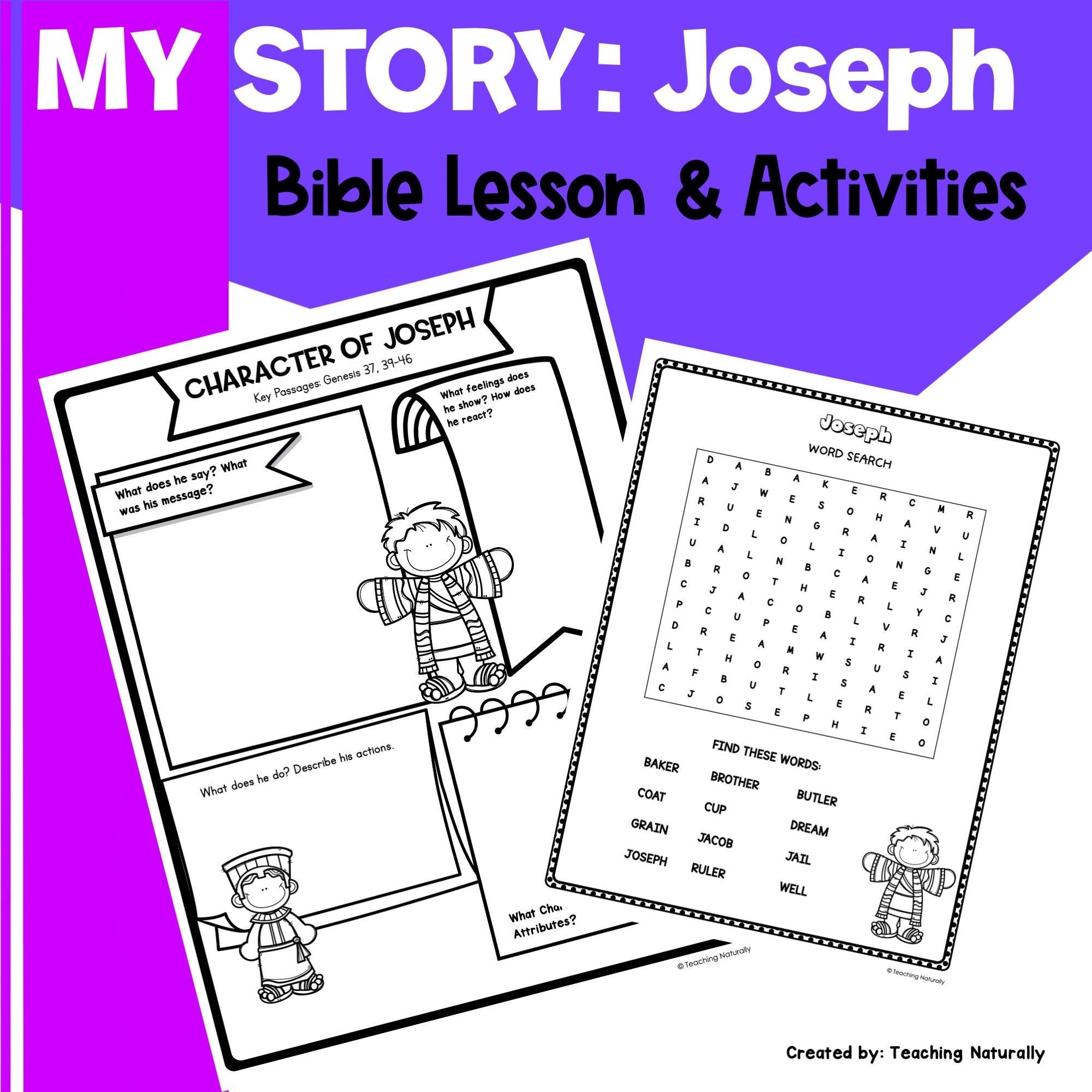 Joseph Bible Lesson And Activities For Kids Sunday School Etsy