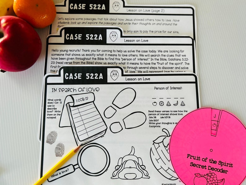 May include: A black and white printable worksheet with the title "Case 522A: In Search of Love." The worksheet includes a notepad, a magnifying glass, footprints, and a maze. The worksheet is part of a lesson on love.