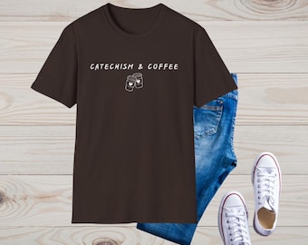 Catechism & Coffee Tee | Catholic Shirt | Gift for Catholic Women | Faith Apparel