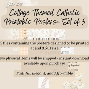 Cottage Themed Catholic Printable Posters- Set of 8