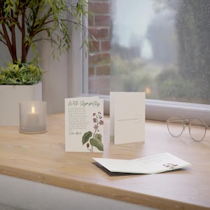 Cartes de voeux, fleurs florales, cartes de condoléances, cartes de correspondance sur le deuil religieux