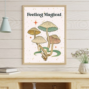 Mushroom Wall Decoration, Trippy Poster, Digital Download, Funky prints, Groovy Printable, Psychedelic Drawing, Mushroom