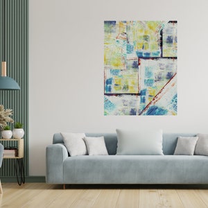 Large Abstract Painting, Large Modern wall art, Abstract Collage, Colorful Wall Art, Printable Abstract Art, Large Wall Art, Cool Tones Art