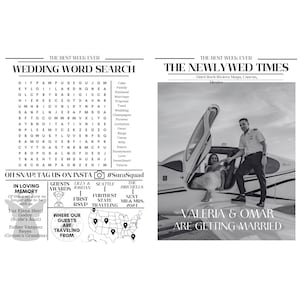 Wedding Newspaper Foldable Customizable Template | Fun Wedding Program | Interactive for Guests | Instant Download