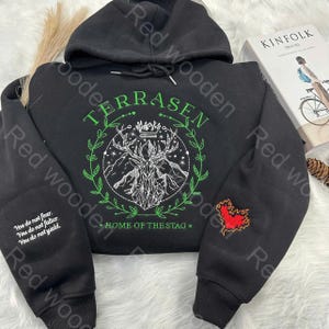 Terrasen Sweatshirt Stickerei, Feuerherz Stickerei, To Whatever End Stickerei, Throne of Glass Sweatshirt, Geschenk für Mutter