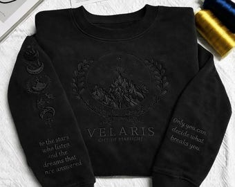 Velaris Hidden City embroidered sweatshirt, Velaris City Of Starlight Embroidered Shirt, The Night Court Shirt, City of Starlight, ACOTA