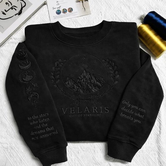 Velaris Hidden City embroidered sweatshirt, Velaris City Of Starlight Embroidered Shirt, The Night Court Shirt, City of Starlight, ACOTA