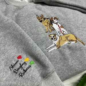 Custom Pet Embroidered Sweatshirt, Dog Sweatshirt, Embroidered Hoodie, Pet PortraitCustom Pet Gifts, Personalized ,Birthday Gifts,Pet Gifts