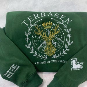 Terrasen Sweatshirt Embroidery, Fireheart Embroidery, To Whatever End Embroidery, Throne of Glass Sweatshirt, gift for mother