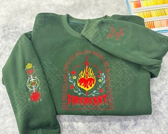 Fireheart Embroidery Sweatshirt Throne of Glass, To Whatever End