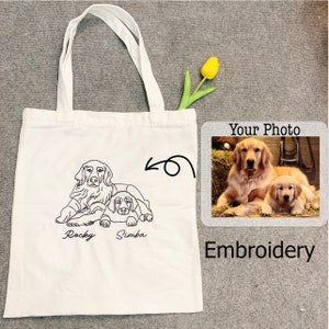 Custom Embroidered Tote Bag, Custom photo, Personalized Embroidery Gift, Personalized Canvas Tote Bag, Birthday Gift