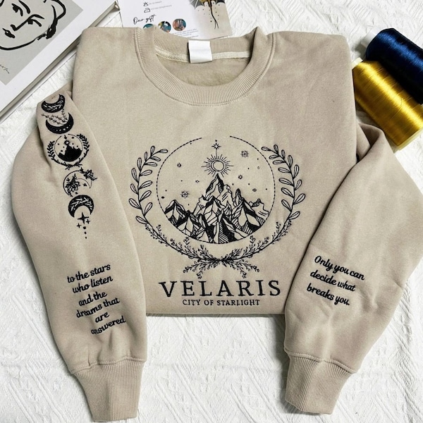 Velaris embroidered sweatshirt, Velaris City Of Starlight Embroidered Shirt, The Night Court Shirt, SJM sweater, City of Starlight, ACOTA