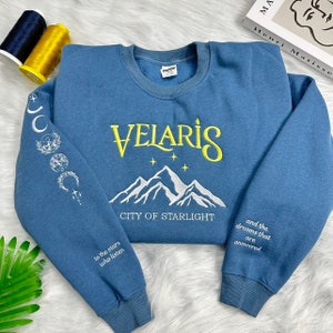 Velaris embroidered sweatshirt, Velaris City Of Starlight Embroidered Shirt, The Night Court Shirt, SJM sweater, City of Starlight, ACOTA
